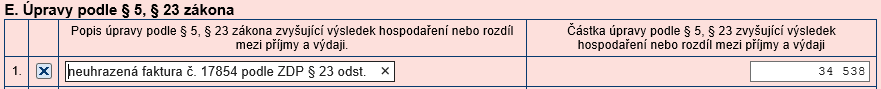 Příklad dodanění u fyzické osoby v přiznání