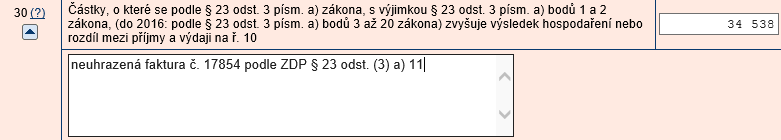 Příklad dodanění u právnické osoby v přiznání