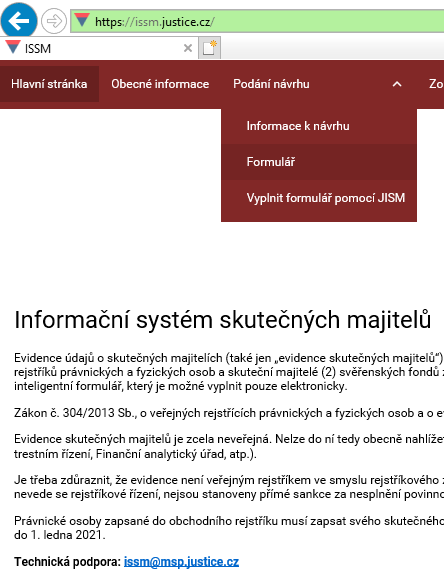 formulář pro zápis do evidence skutečných majitelů - úvod