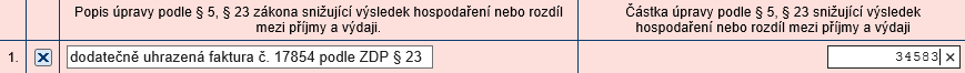 Příklad oddanění u fyzické osoby v přiznání